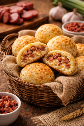 Pão de Queijo Recheado com Calabresa