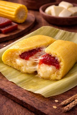Pamonha recheada - Queijo com goiabada